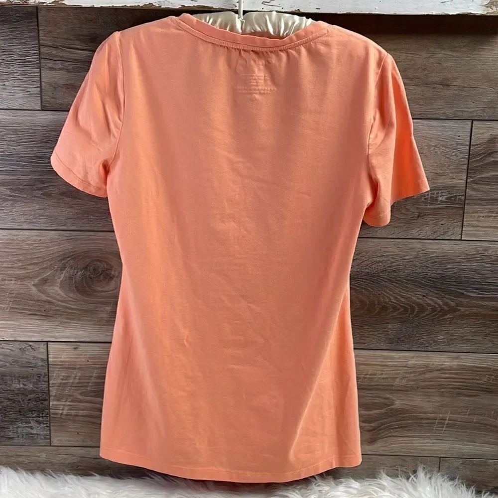 Coral Bay Ladies Scoop Neck Top, Size Small, Peach Color, Embellished Pineapple - Picture 6 of 7